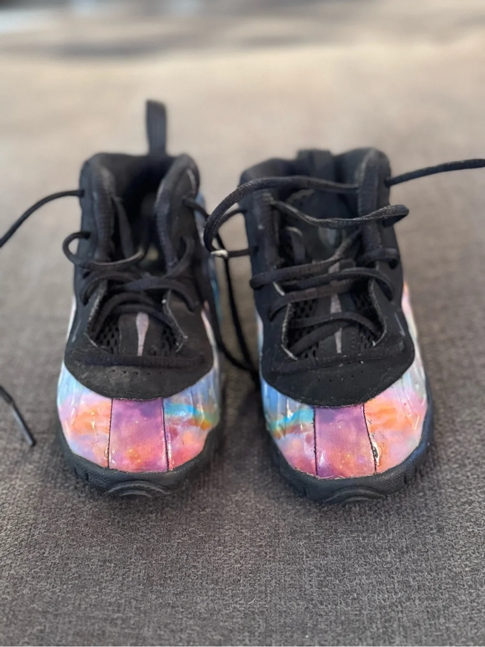 Nike Kids Black Sneakers with Multicolor Galaxy Toe